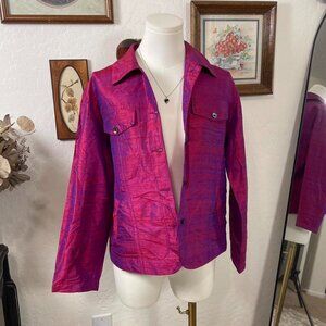Bohemian Indie Fuchsia‎ Silk Button Front Shacket